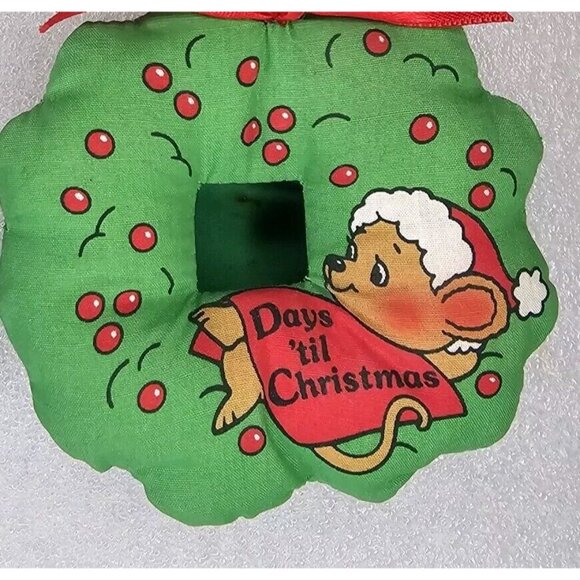 Vintage 90s Christmas Digital Countdown Ornament Mouse On Wreath WORKS - Picture 3 of 10